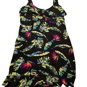 Tropical Black Mini Dress
